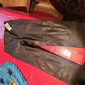 Saks Fifth Ave black leather pants size size medium